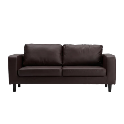 Box Brown Leather 3 Seater Sofa