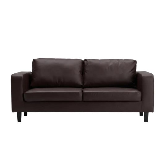 Box Brown Leather 3 Seater Sofa
