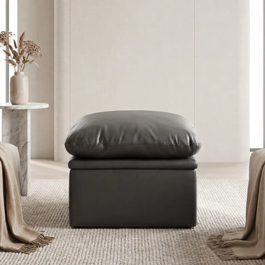 Verona Grey   Leather Footstool