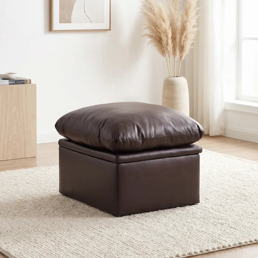 Verona Brown Leather Footstool