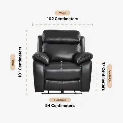 Dandrea Genuine Leather Black  Electric Power Recliner Armchair