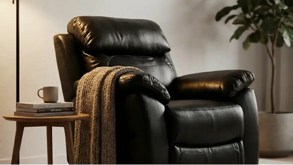 Dandrea Genuine Leather Black  Electric Power Recliner Armchair