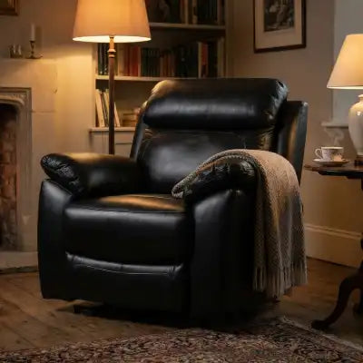 Dandrea Genuine Leather Black  Electric Power Recliner Armchair