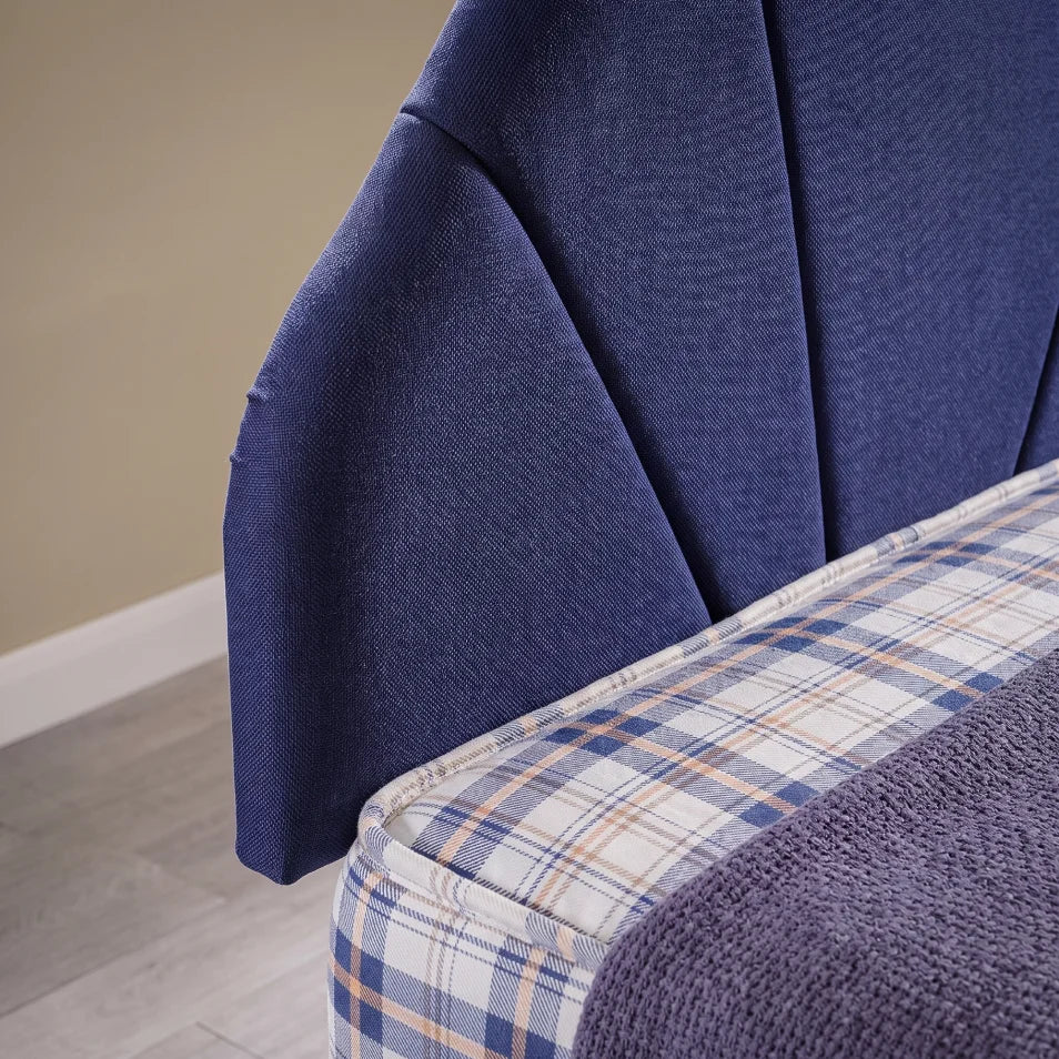 Economy Blue Fabric Divan Bed