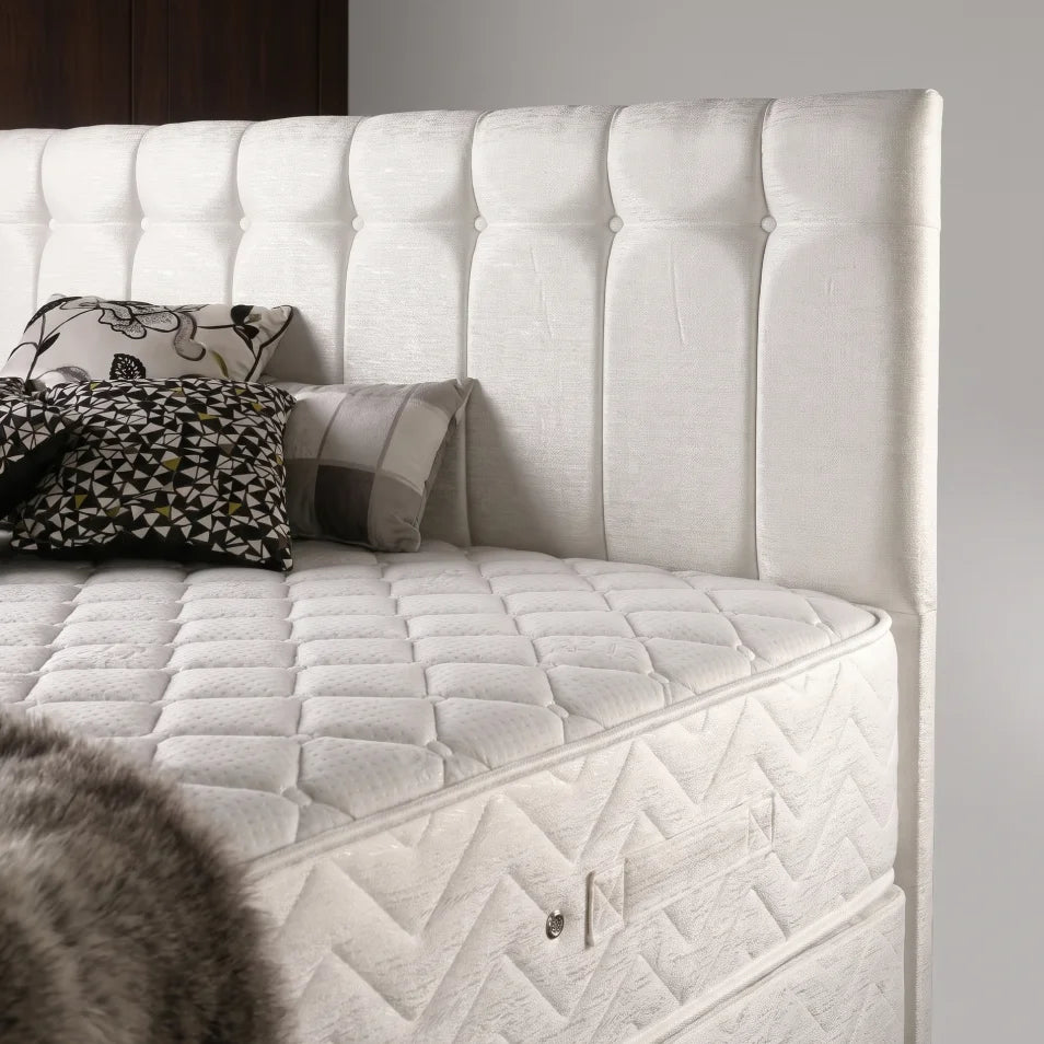 close up of white headboard