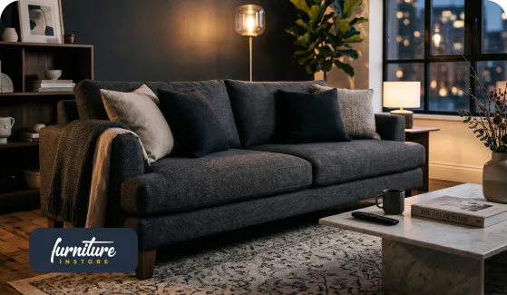 How to Style a Charcoal Fabric Sofa in Any Modern Room