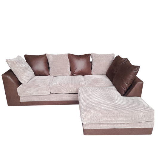 Outlet Dino Brown & Caramel Fabric Right Hand Corner Sofa