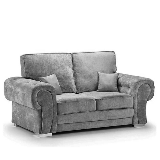 Outlet Verona High Back Grey Fabric 2 Seater Sofa