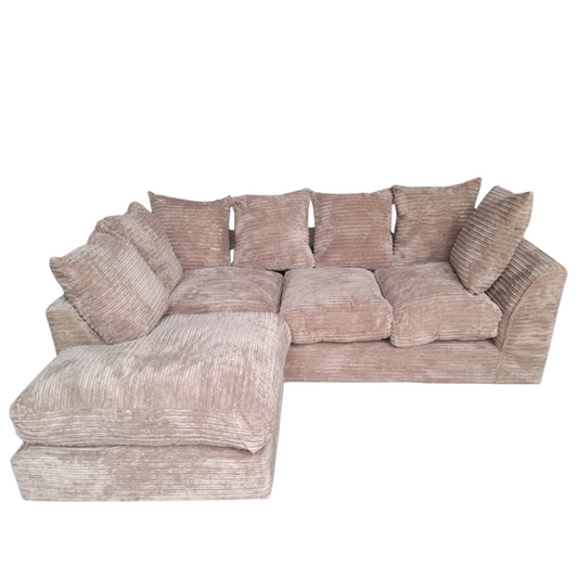 Outlet Dylan Caramel Fabric Left Hand Corner Sofa