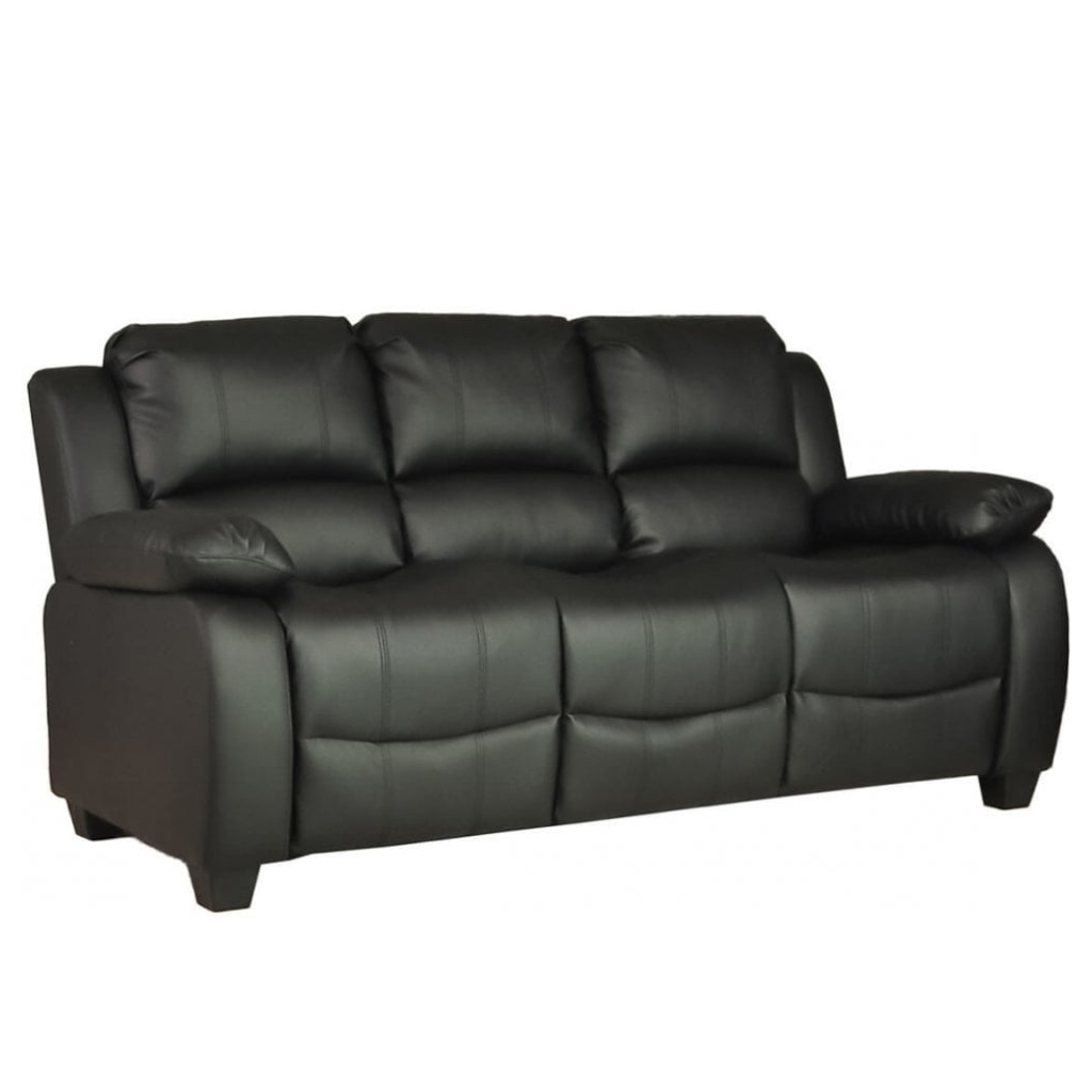 Outlet Valerie Black Leather 3 Seater Sofa