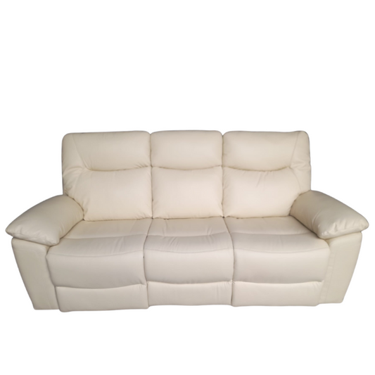 Outlet Amarien Genuine Leather Cream Electric Power Recliner 3 Seater