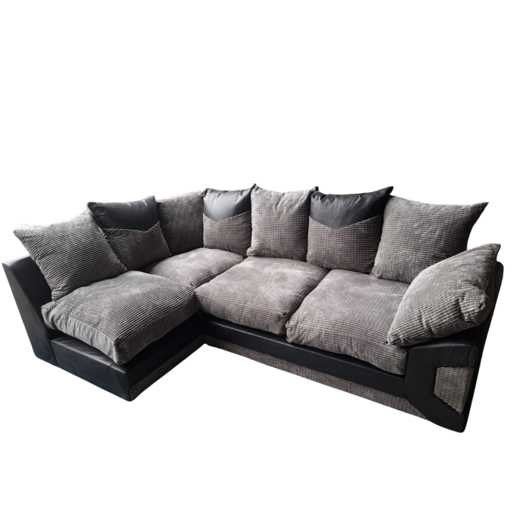 Outlet Dino Black & Grey Fabric Left Hand Corner Sofa
