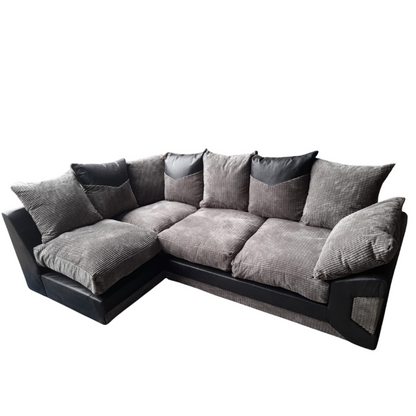 Outlet Dino Black & Grey Fabric Left Hand Corner Sofa
