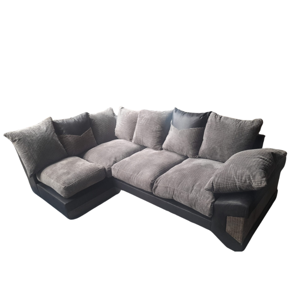 Outlet Dino Black & Grey Fabric Left Hand Corner Sofa