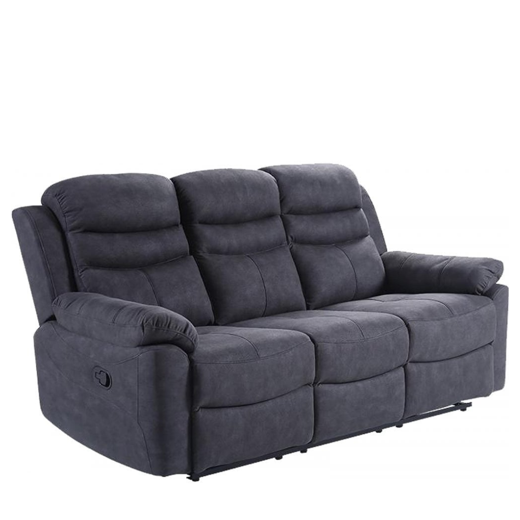 Outlet Conway Grey Fabric Manual Recliner 3 Seater Sofa