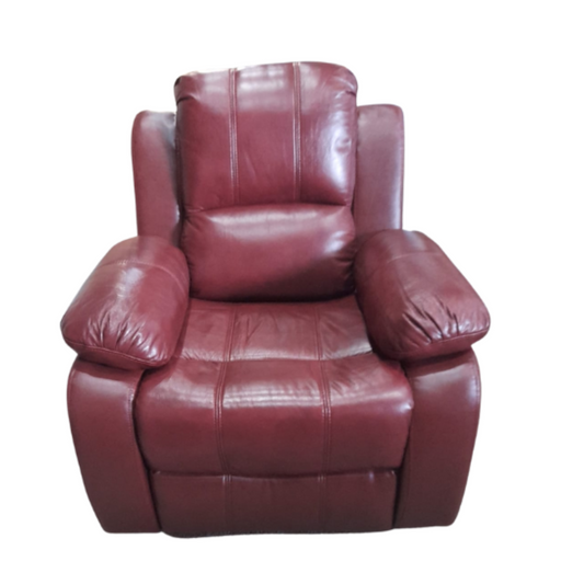 Outlet Valencia Wine Leather Manual Recliner Armchair