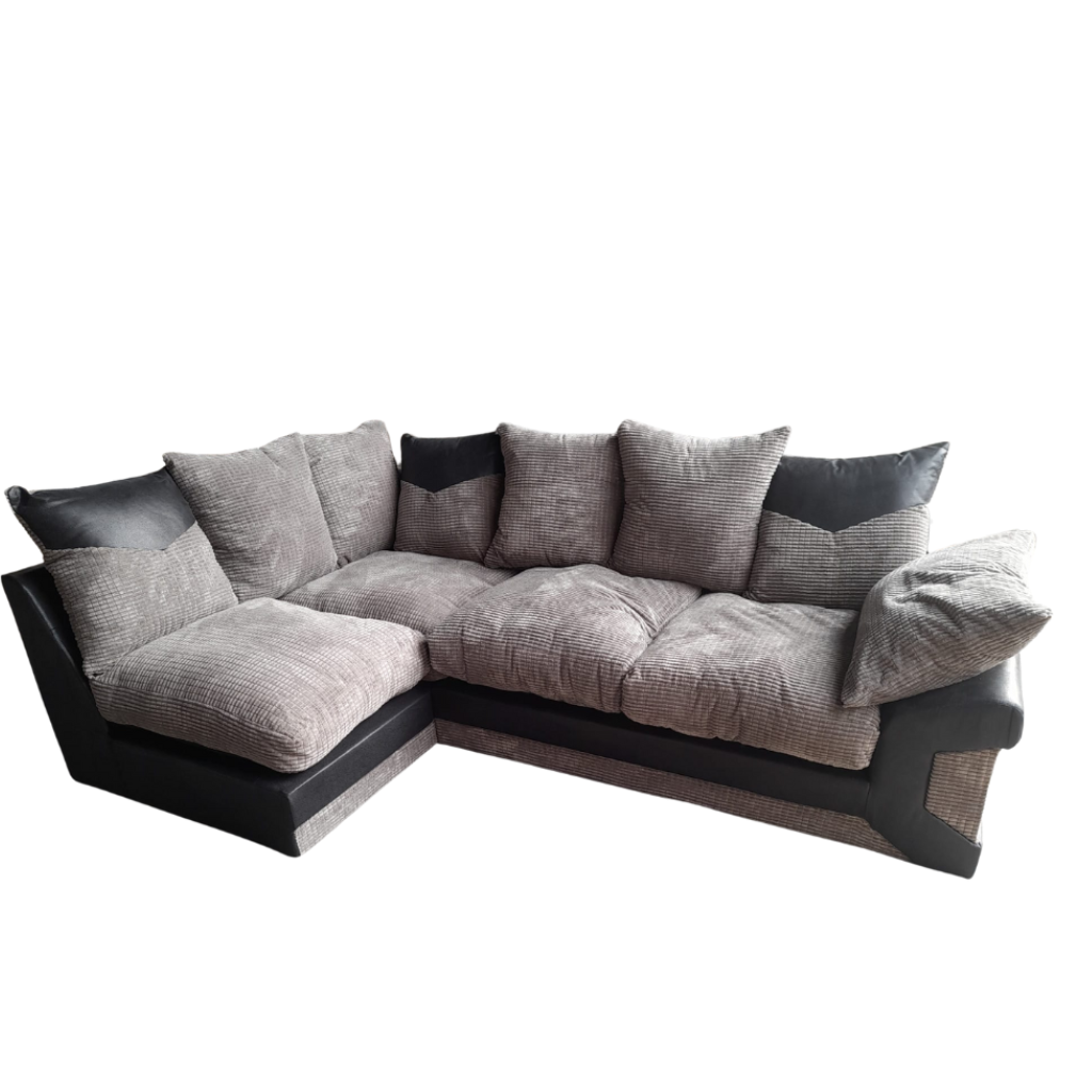 Outlet Dino Black & Grey Fabric Left Hand Corner Sofa