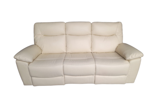 Outlet Amarien Genuine Leather Cream Electric Power Recliner 3 Seater