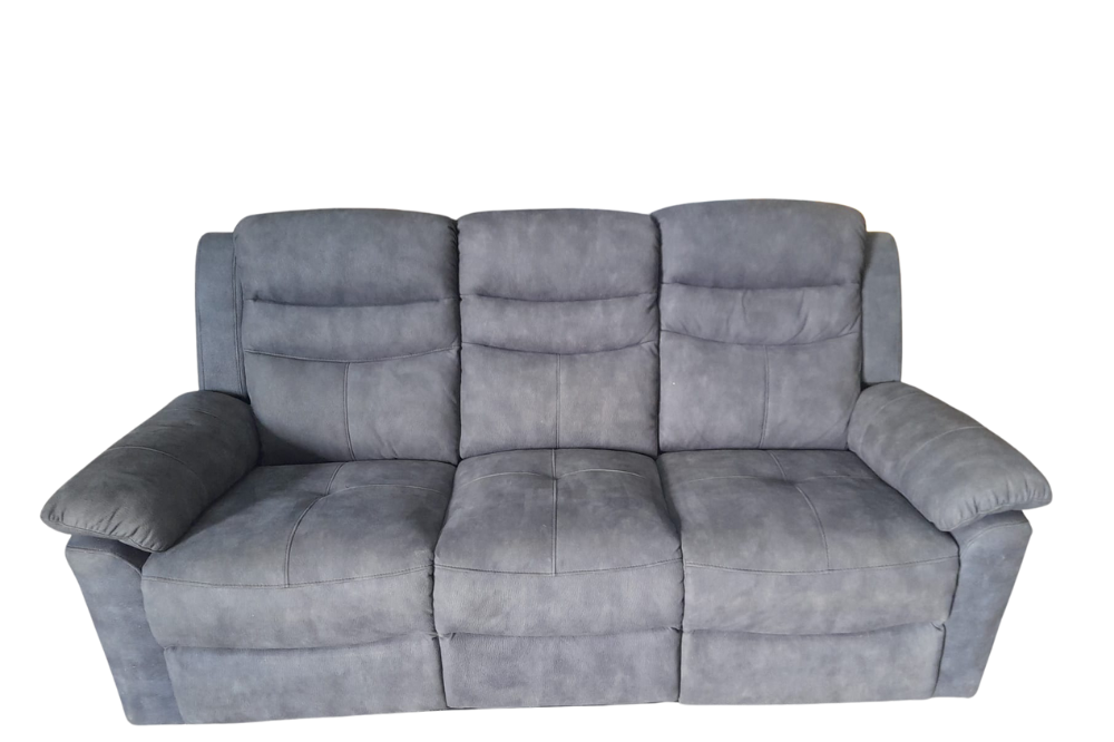 Outlet Conway Grey Fabric Manual Recliner 3 Seater Sofa