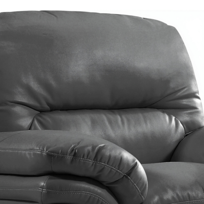 Gray leather recliner chair on a white background