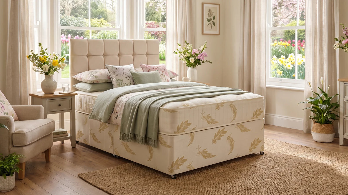 Knightsbridge Cream Fabric Divan Bed — Dimension diagram