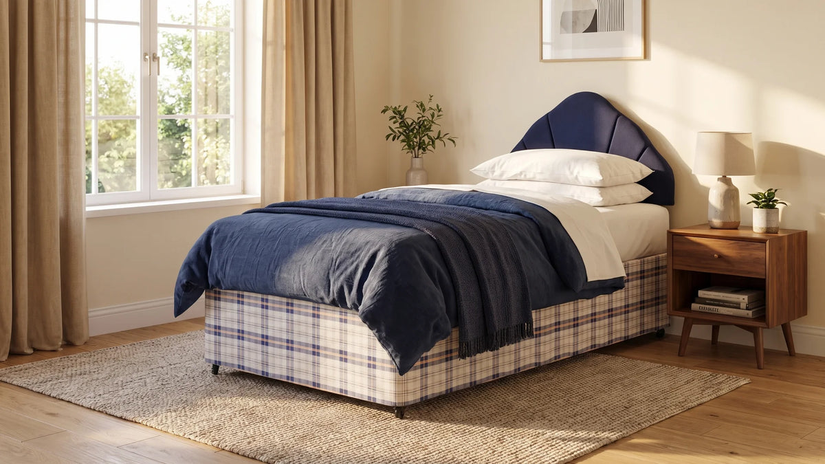 Economy Blue Fabric Divan Bed