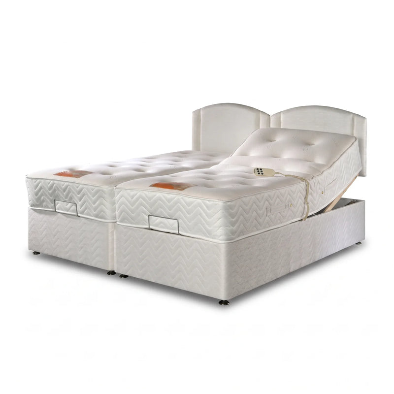cream electric bed with a white background 