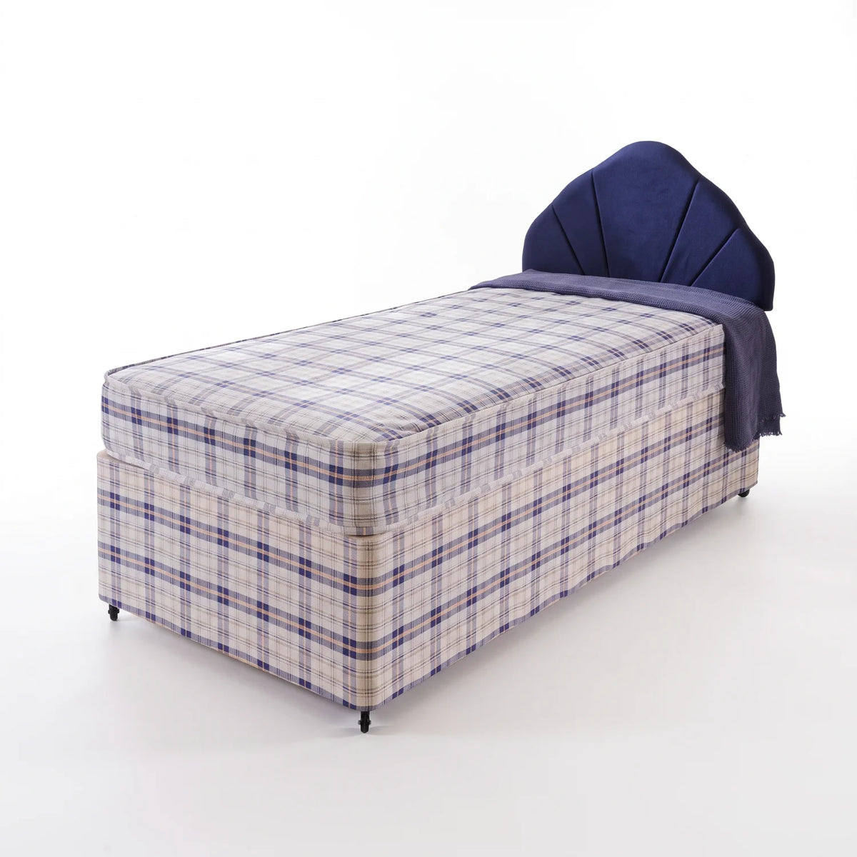 Economy Blue Fabric Divan Bed