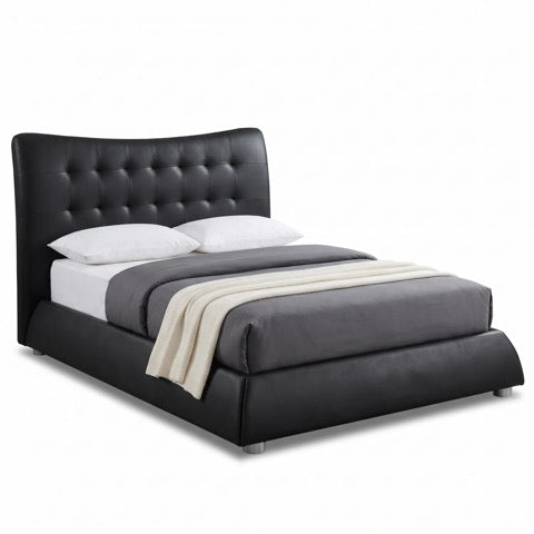 Horace Black Leather Double Bed