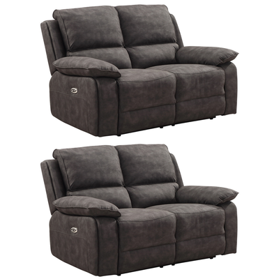 Maple Grey Suede Fabric Electric Recliner 2+2 Seater Sofa Set