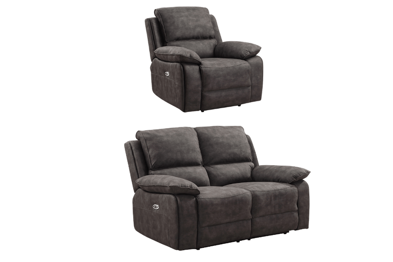 Maple Grey Suede Fabric Electric Recliner 2+1 Seater Sofa Set - Furniture Instore