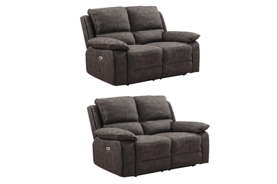 Maple Grey Suede Fabric Electric Recliner 2+2 Seater Sofa Set
