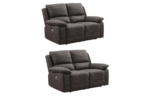 Maple Grey Suede Fabric Electric Recliner 2+2 Seater Sofa Set