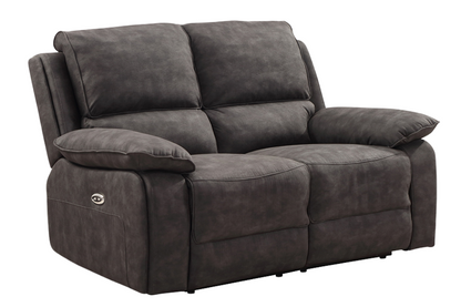 Maple Grey Suede Fabric Electric Recliner 3+2 Seater Sofa Set