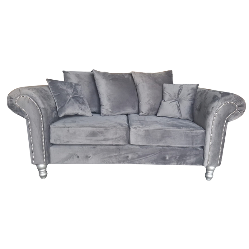Outlet Olympia Grey Fabric Velvet 2 Seater Sofa