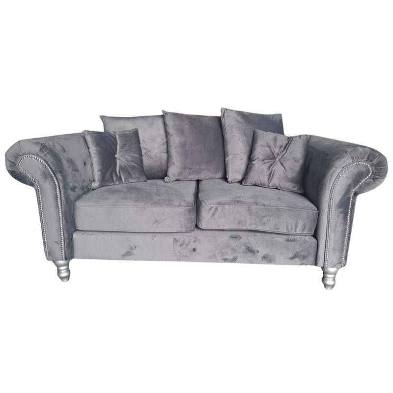 grey velvet 2 seater sofa 