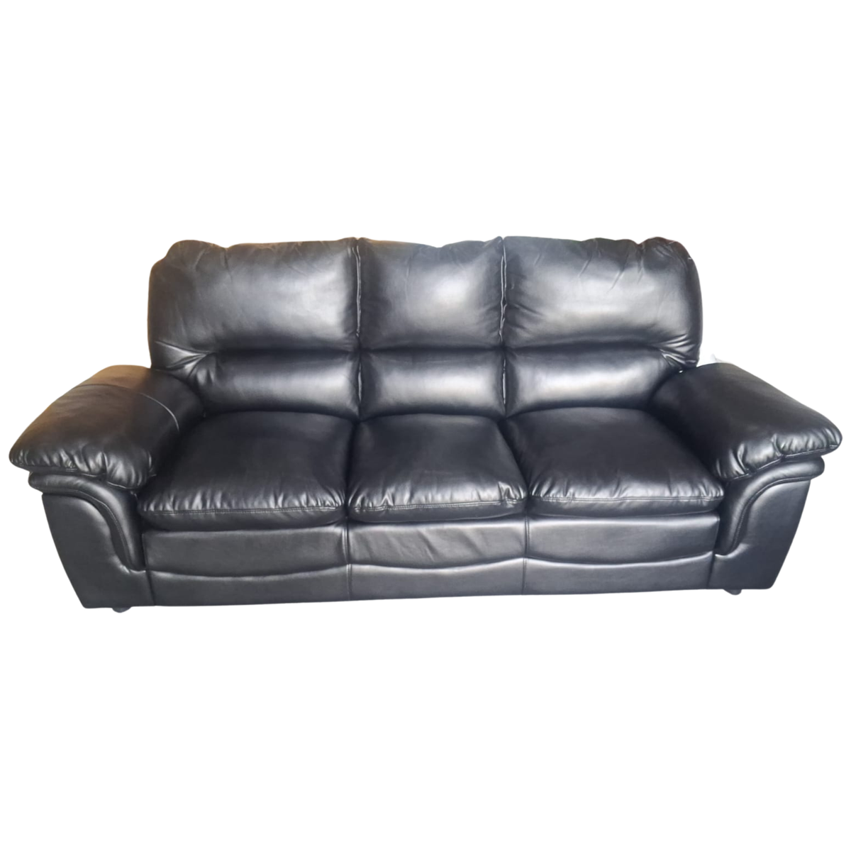 Outlet Verona Black Leather 3 Seater Sofa