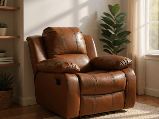Valencia Leather Tan Manual Recliner Armchair - Furniture Instore