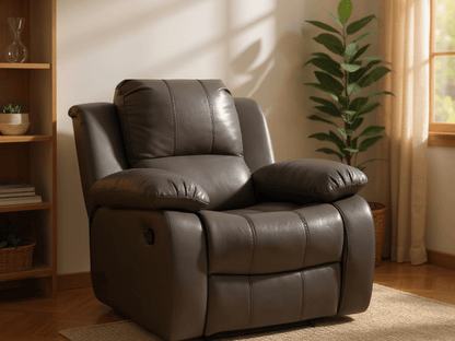 Valencia Grey Leather Manual Recliner 2+1+1 Seater Sofa Set - Furniture Instore