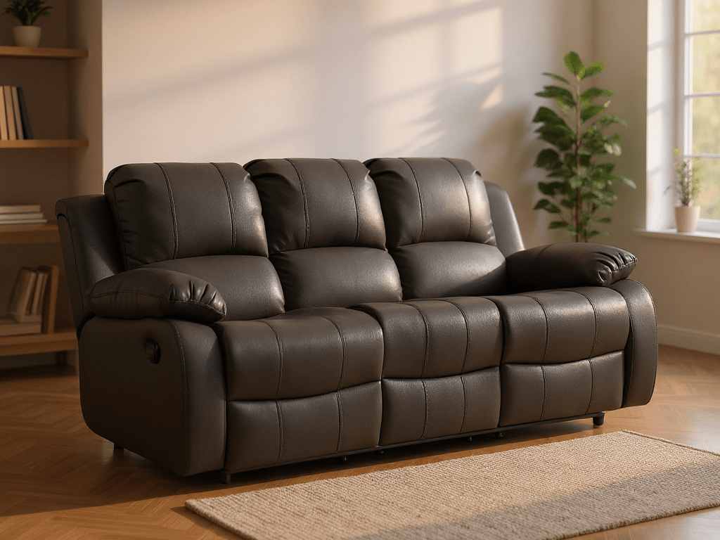 Valencia Grey Leather Manual Recliner 3+3 Seater Sofa Set - Furniture Instore