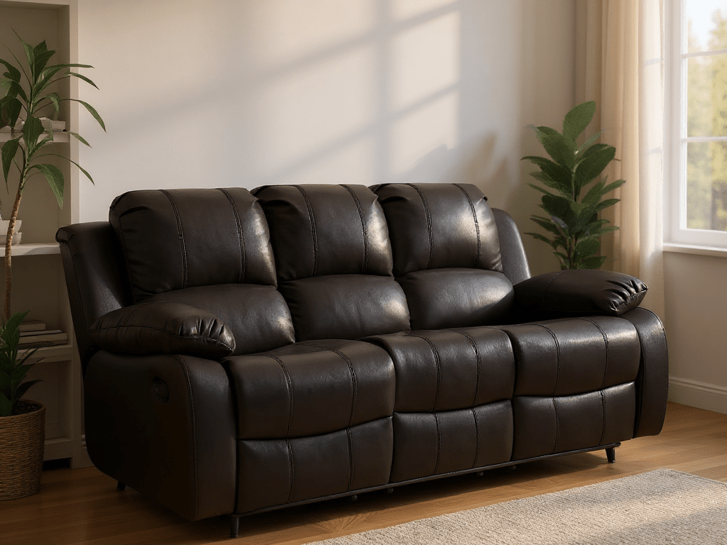 Valencia Black Leather Manual Recliner 3+2 Seater Sofa Set - Furniture Instore