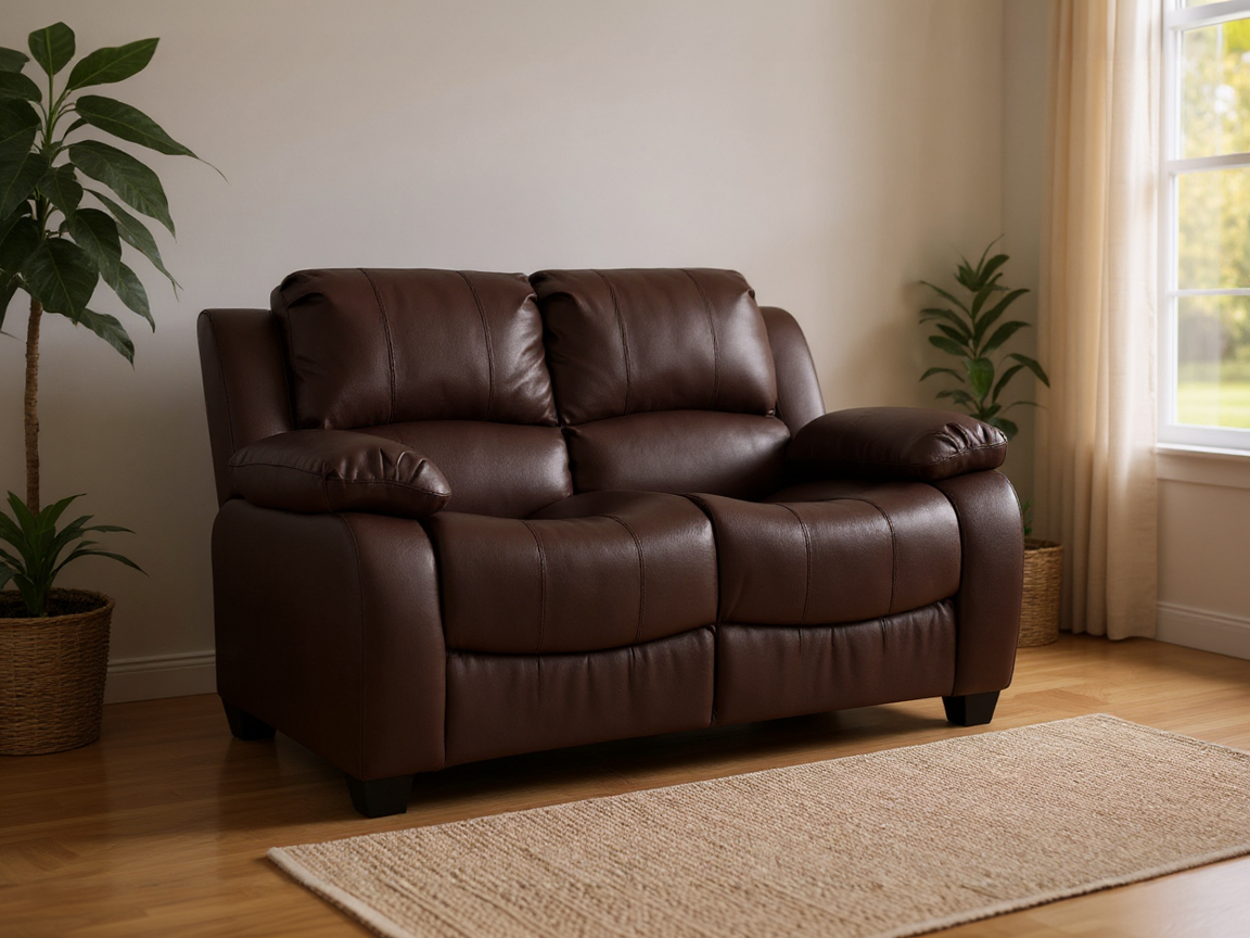 Valerie Brown Leather Modern 3+2 Seater Sofa Set
