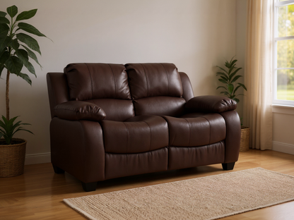 Valerie Brown Leather Modern 3+2 Seater Sofa Set