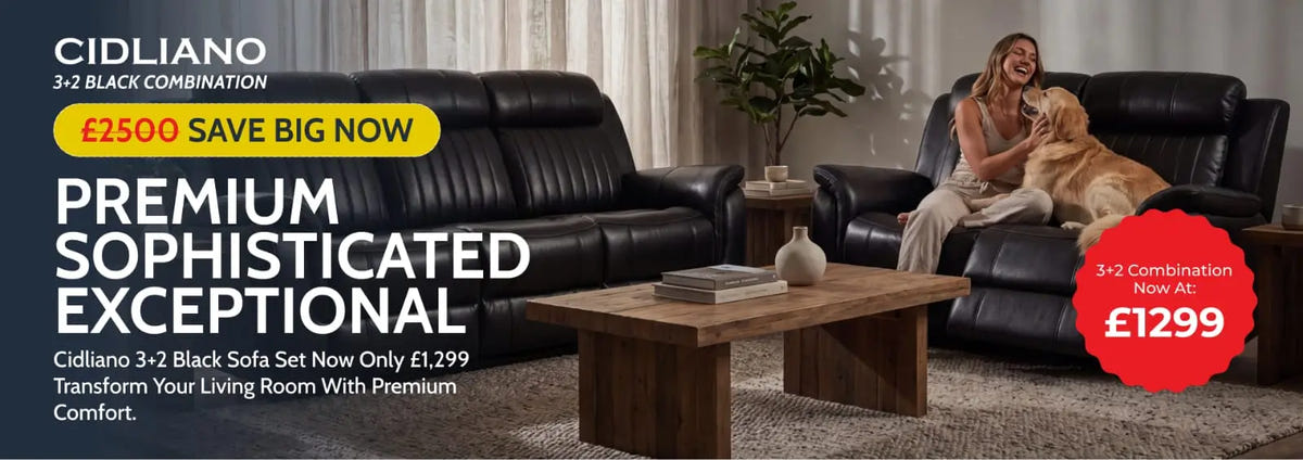 Premium sophisticated black leather sofa collection - Furniture Instore