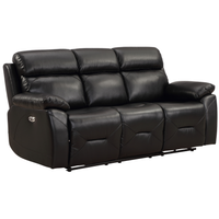 Renato Genuine Leather Black Electric Power Recliner 3 Seater