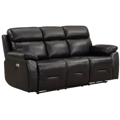 Renato Genuine Leather Black Electric Power Recliner 3 Seater