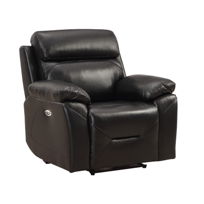 Renato Black Leather Electric Recliner Chair