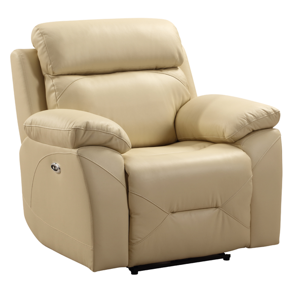 Renato Cream Leather Power Recliner Chair