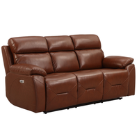Renato Genuine Leather Tan Electric Power Recliner 3 Seater