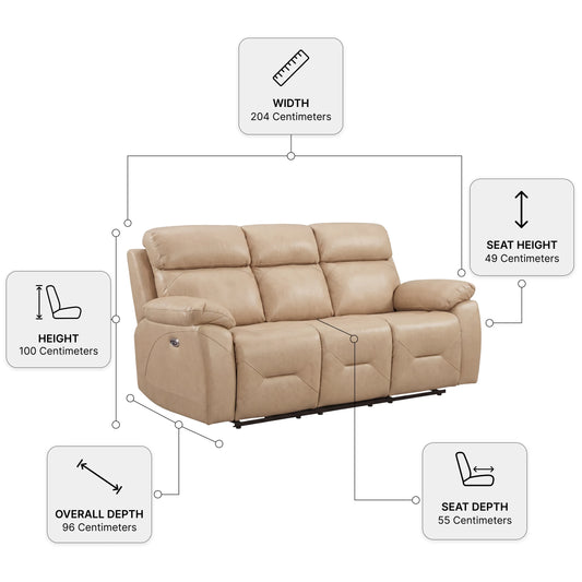 Renato Cream Measurement - 3 Seater